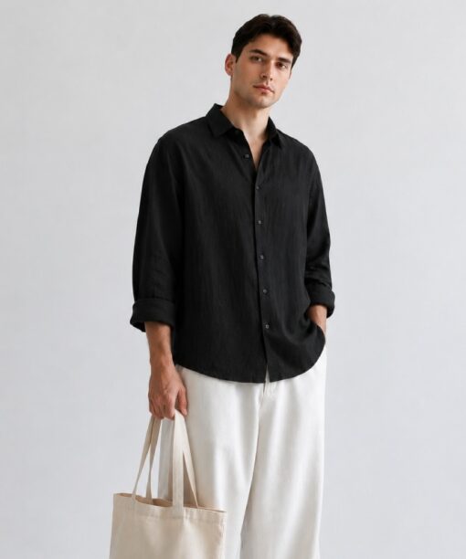 Alternative view of Black Linen Oversized Shirt