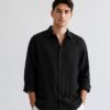 Black Linen Full Sleeve Oversized Shirt
