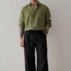 Black Baggy Fit Linen Pants