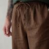 Brown Baggy Fit Linen Pants