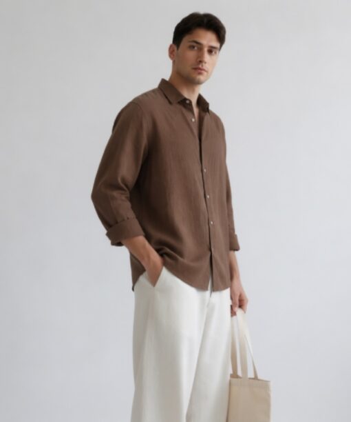 Alternative view of Brown Linen Oversized Shirt