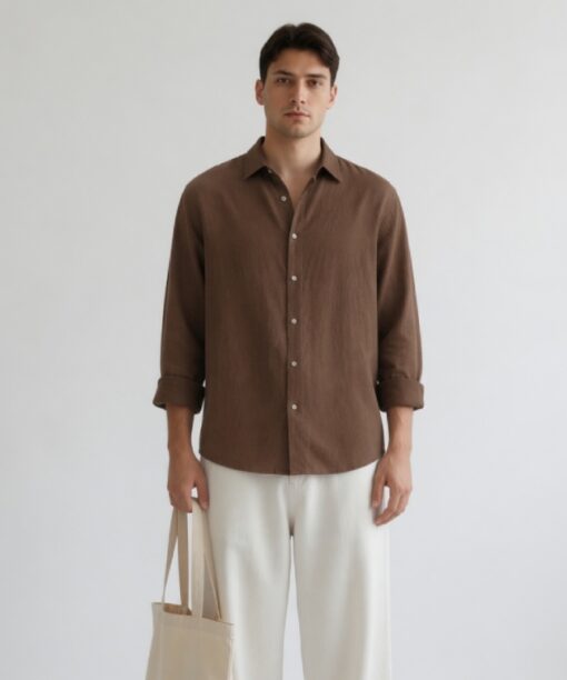 Brown Linen Oversized Shirt