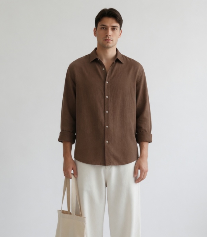 Brown Linen Oversized Shirt