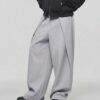Grey Rolling Wide Leg Pants