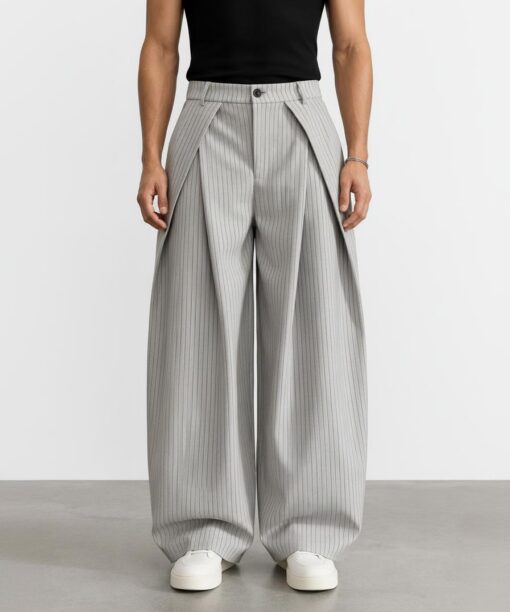 Absolute Grey Stripe Baggy Fit Pant - S-30