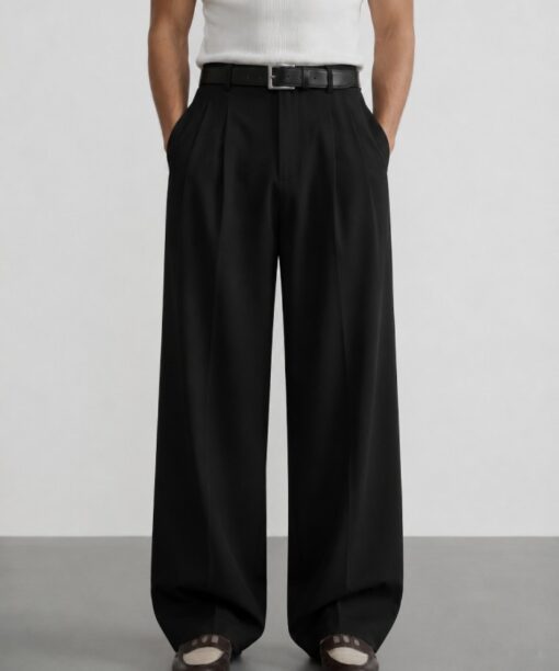 Alternative view of Black Pleated Baggy Pant