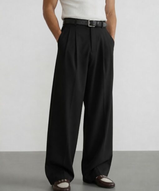 Black Pleated Baggy Pant - M-32