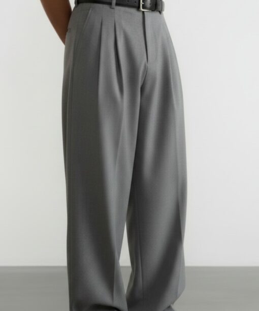 Alternative view of Grey Pleated Baggy Pant