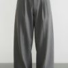 Grey Pleated Baggy Pant