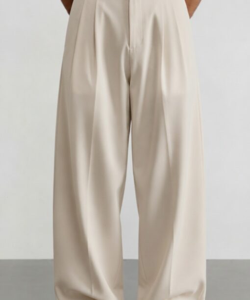 Ivory Pleated Baggy Pant