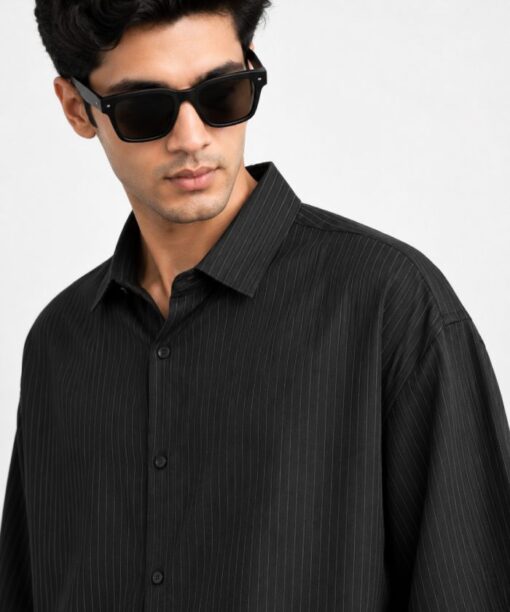 Black Stripe Oversized Shirt