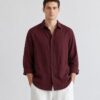 Maroon Linen Full Sleeve Oversized Shirt