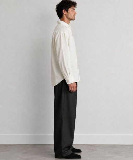 Off-White Linen Full Sleeve Oversized Shirt - Image 4