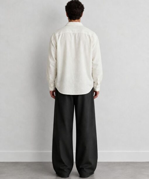 Off-White Linen Full Sleeve Oversized Shirt - Image 5
