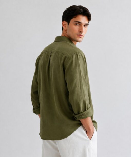Alternative view of Green Linen Full Sleeve Oversized Shirt